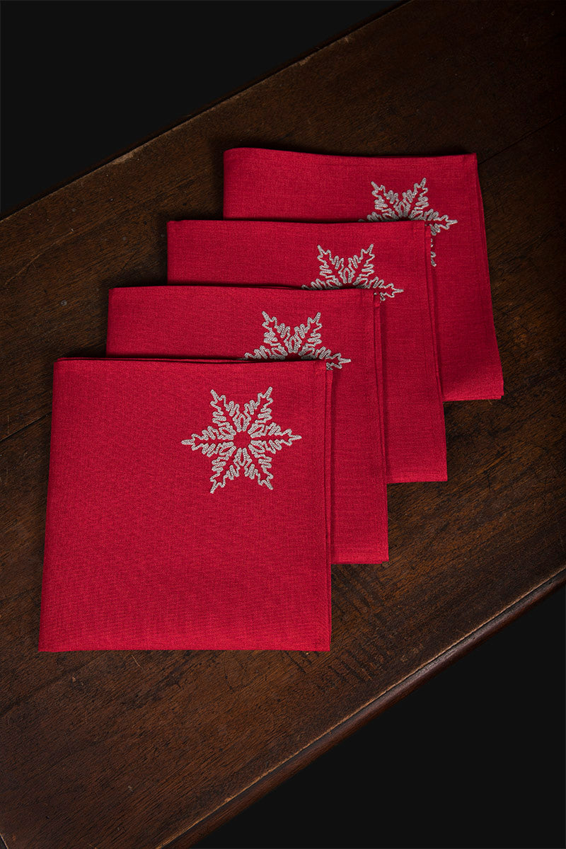 XD17141 Glisten Snowflake Napkins, 20"x20", Set of 4