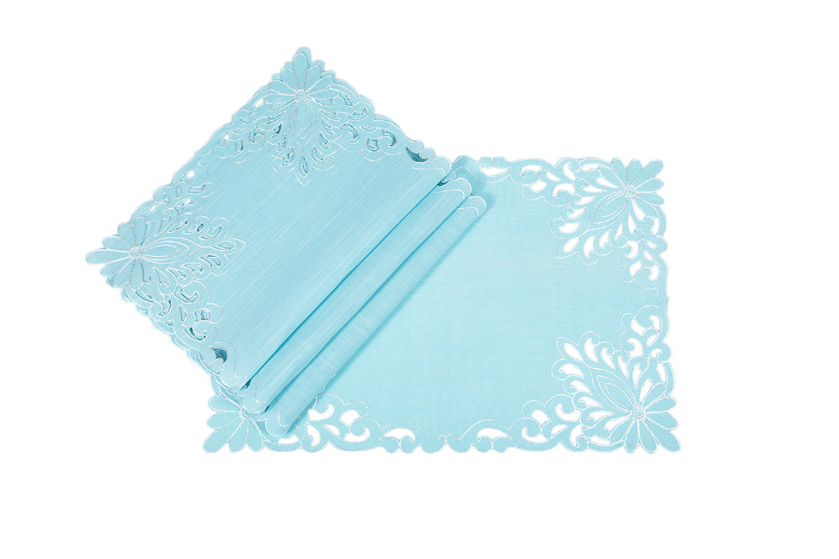 Xia Home Fashions Wilshire Embroidered Cutwork Placemats Set of 4 14x20