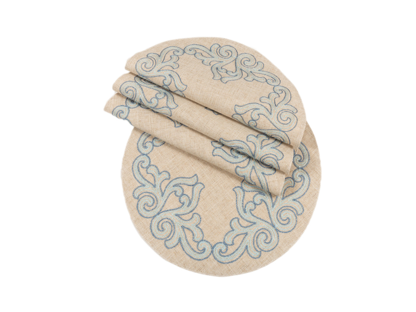 XD18113 Celeste Glistening Placemats, 16"Rnd, Set of 4