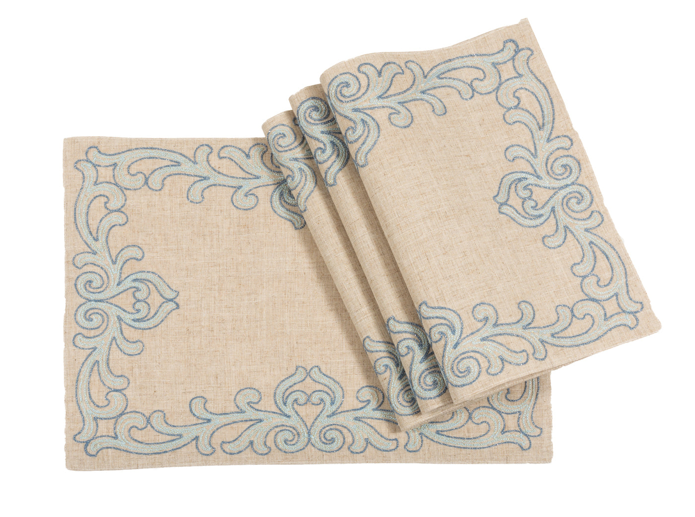 XD18113 Celeste Glistening Placemats,14"x20", Set of 4