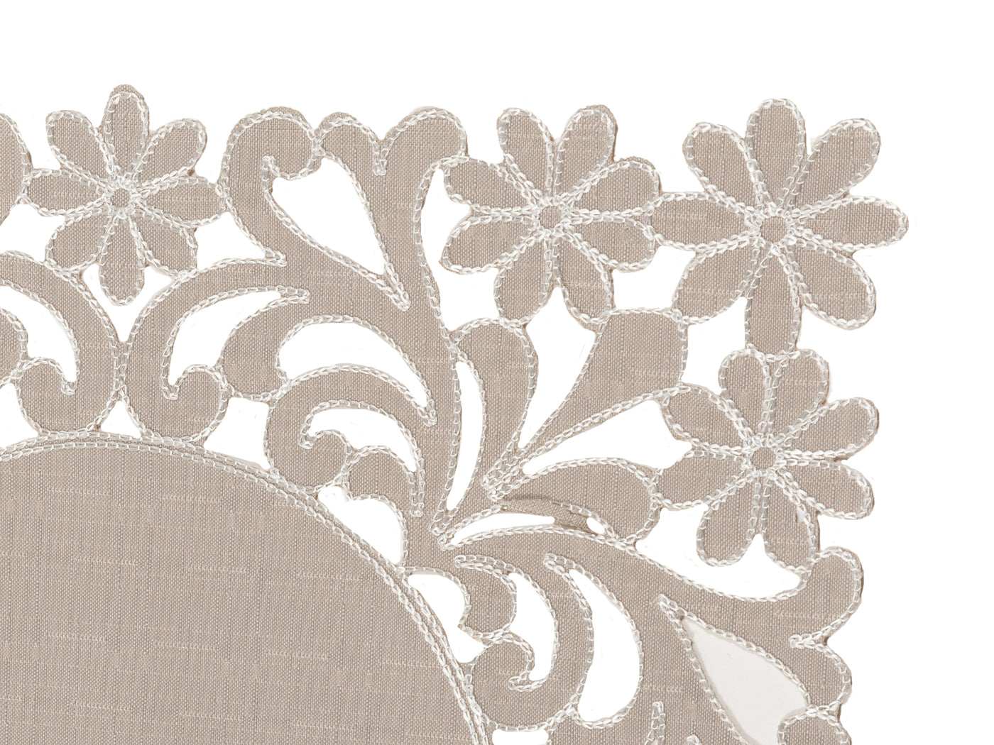 Xia Home Fashions Kurth Florence Floral Cutwork Placemats Set of 4 14x20 Taupe