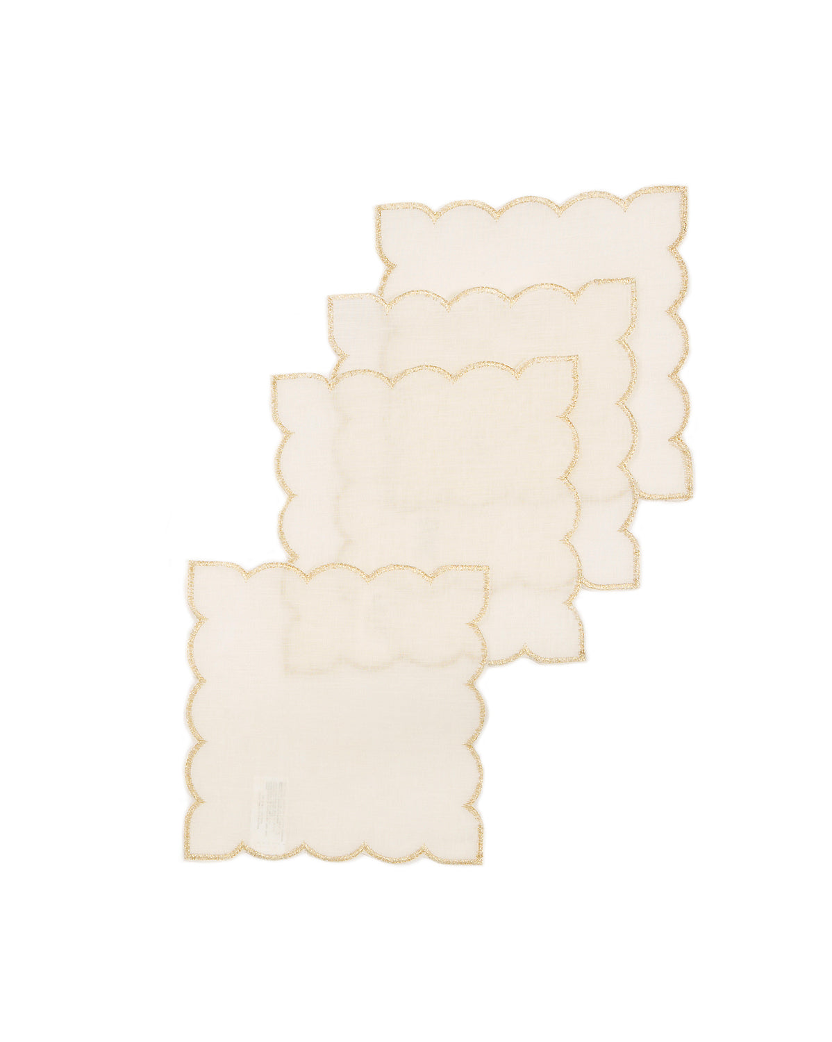 Xia Home Fashions Sheer Scalloped Edge Coasters Set of 4 6x6 Gold