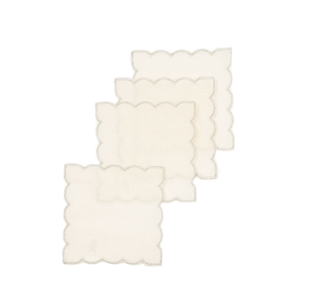 Xia Home Fashions Sheer Scalloped Edge Coasters Set of 4 6x6 Gold