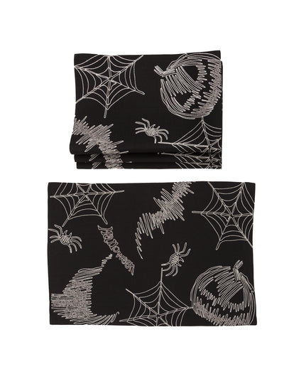 XD18802 Happy Halloween Double Layer Placemat 14x20 Set of 4 Black