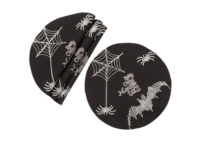 XD18802 Happy Halloween Round Placemat 16in Set of 4 Black