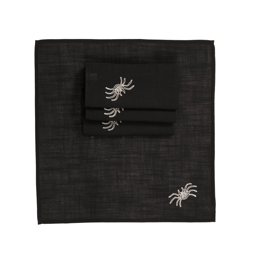 XD18802 Happy Halloween 20 by 20'' Napkins, Set of 4, Black