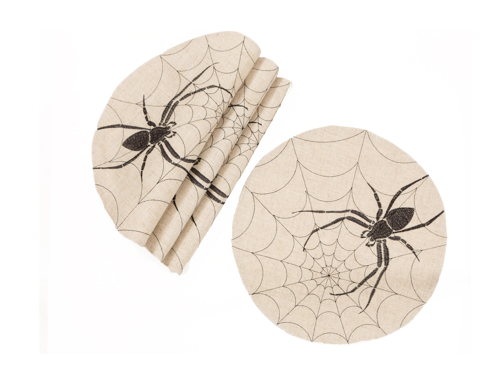 XD18803 Creepy Spider Round Placemat 16in Set of 4 Natural