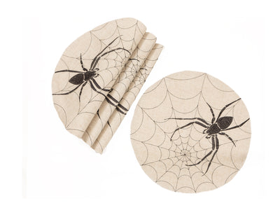 XD18803 Creepy Spider Round Placemat 16in Set of 4 Natural