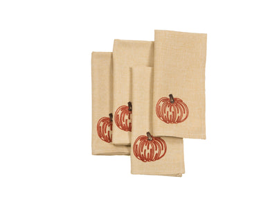 XD18804 Pumpkin Harvest Cutwork Embroidered Napkin Set of 4 20x20
