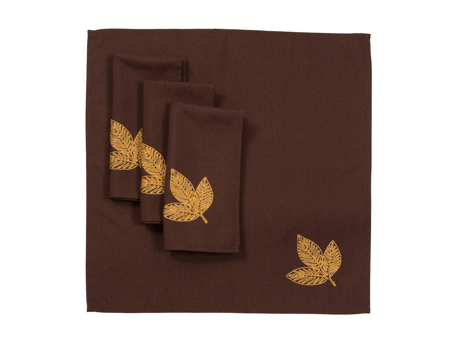 XD18805 Autumn Leaf Cutwork Embroidered Napkin Set of 4 White 20x20