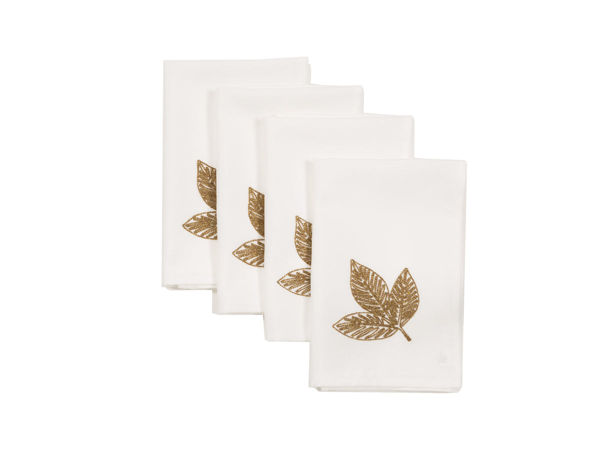 XD18805 Autumn Leaf Cutwork Embroidered Napkin Set of 4 White 20x20