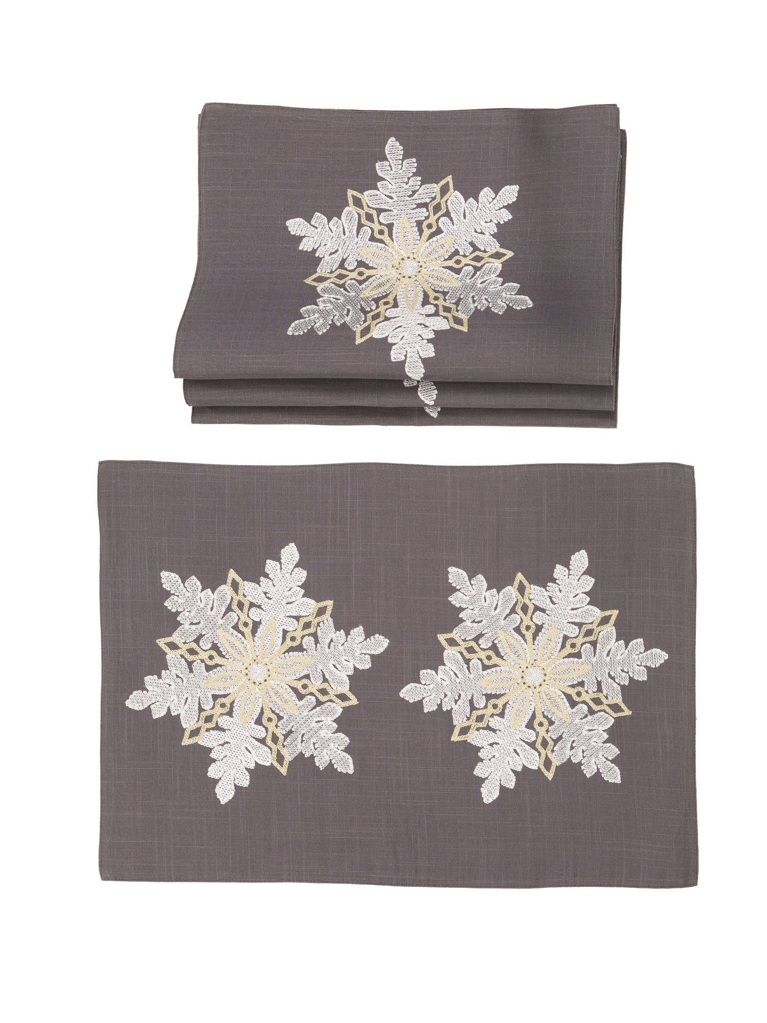 XD18903 Sparkling Snowflakes 14''x20'' Placemats, Set of 4