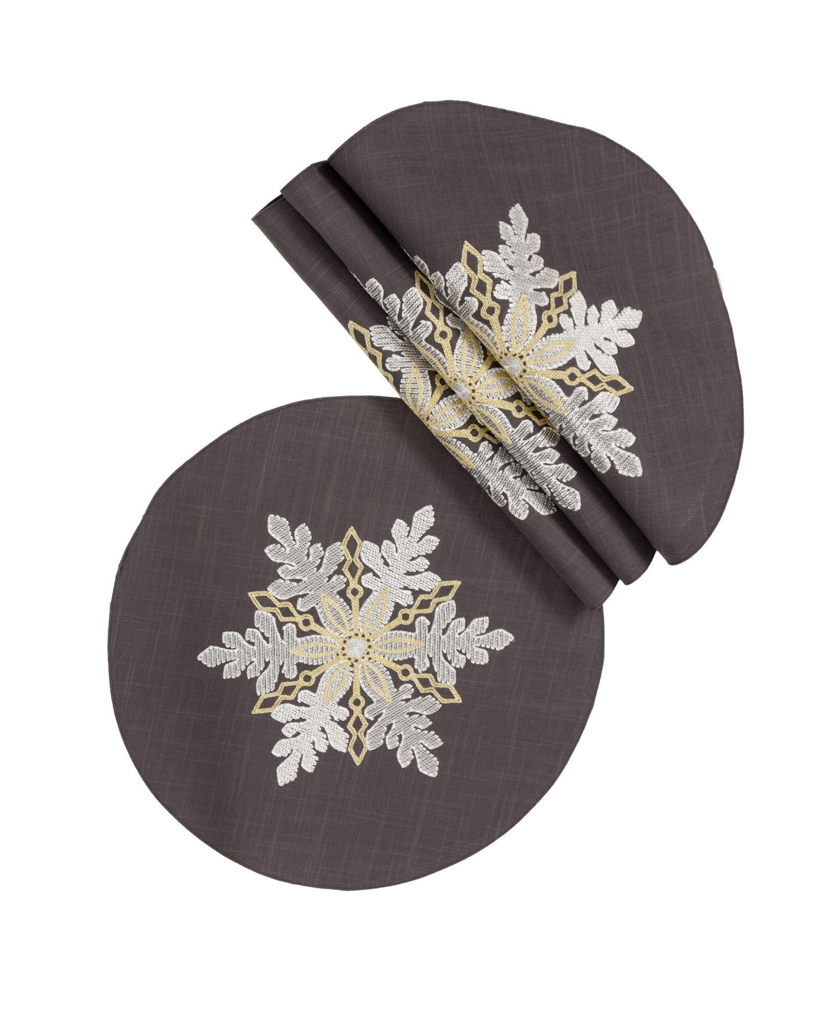 XD18903 Sparkling Snowflakes 16'' Placemat, Set of 4
