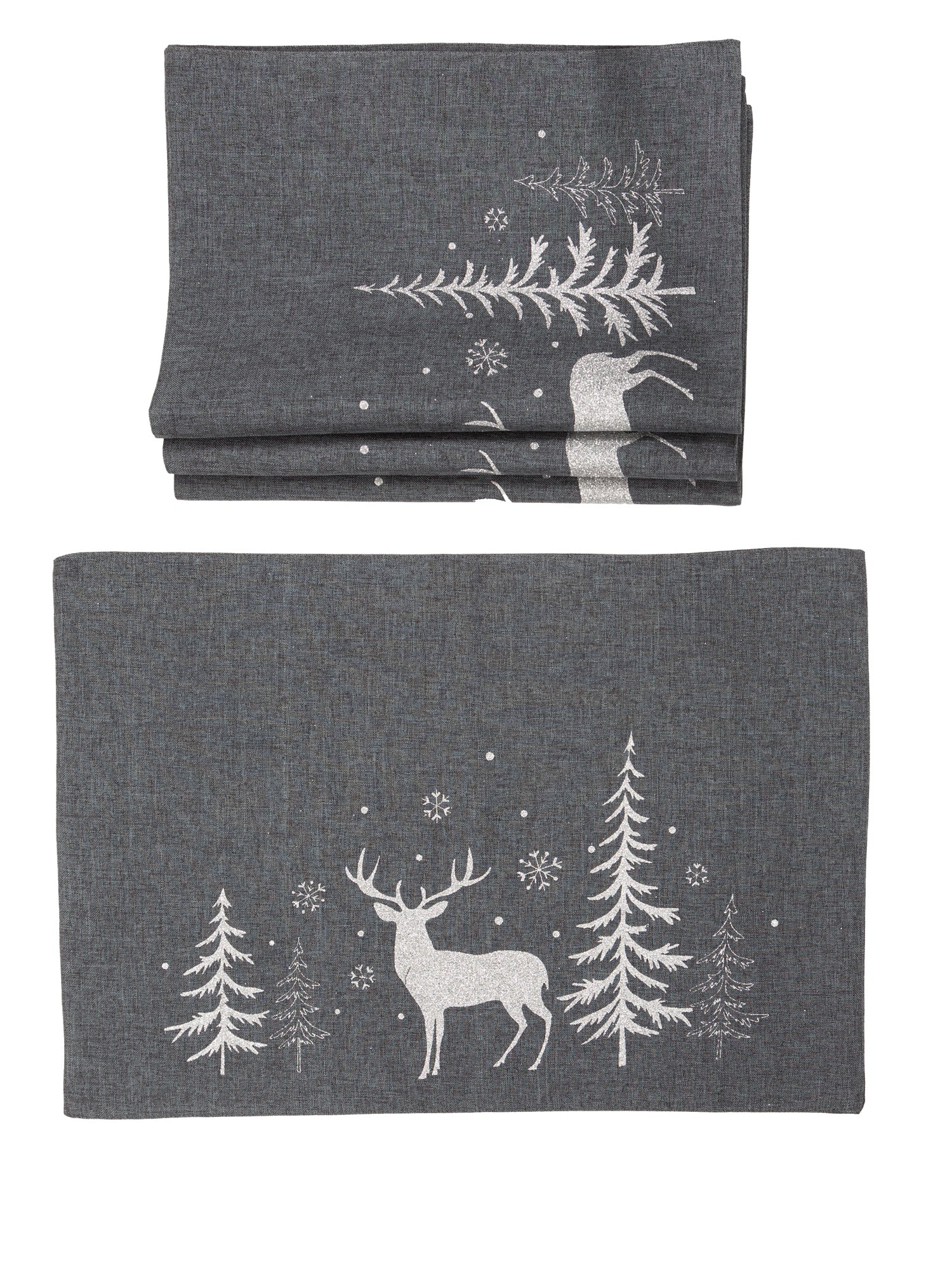 XD18905 Double Layer Placemats Set of 4 14x20 Dark Gray