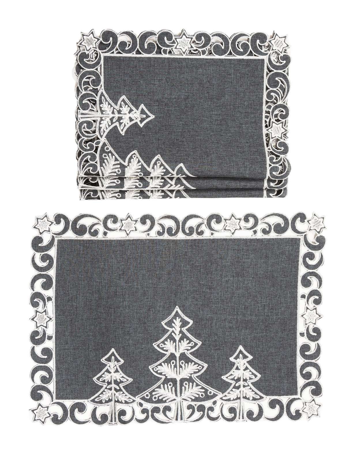 XD18906 Single Layer Placemats Set of 4 14x20 Dark Gray