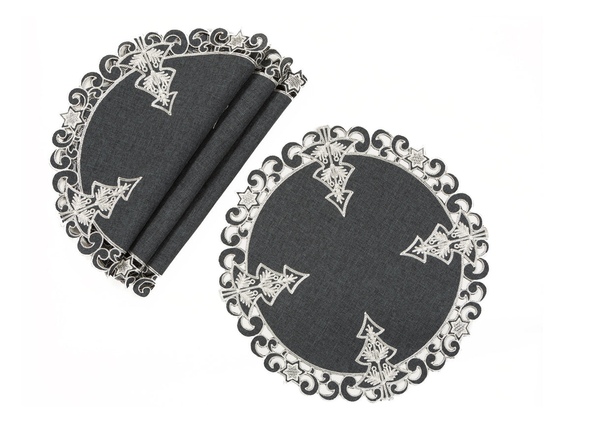 XD18906 Single Layer Round Placemats Set of 4 16 Inch Dark Gray