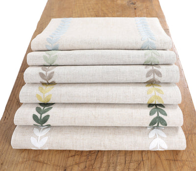 XD19203- Cute Leaves Crewel Embroidered Table Runner