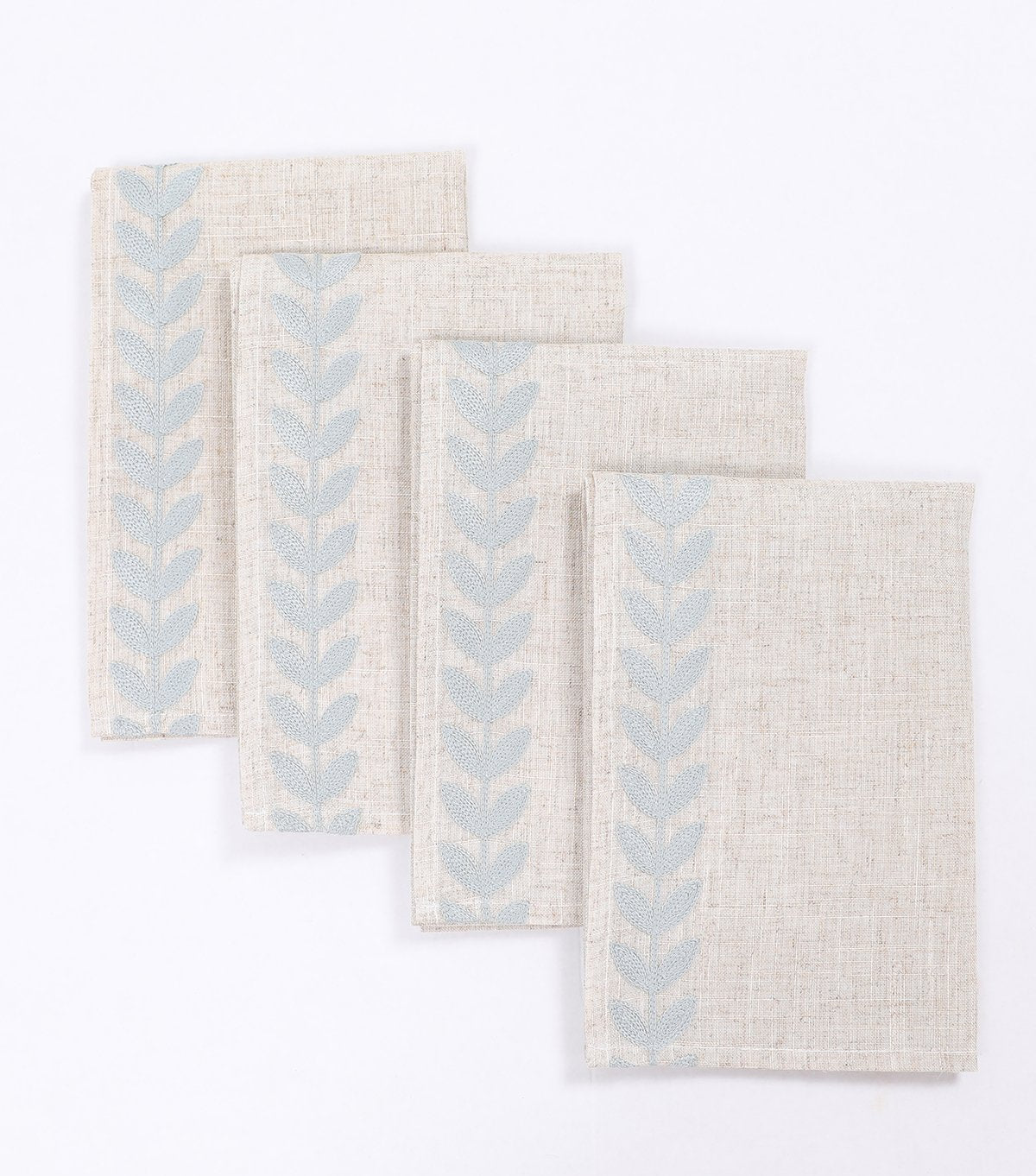 Xia Home Fashions Leaf Embroidered Double Layer Napkins Set of 4 20x20 Pine Green