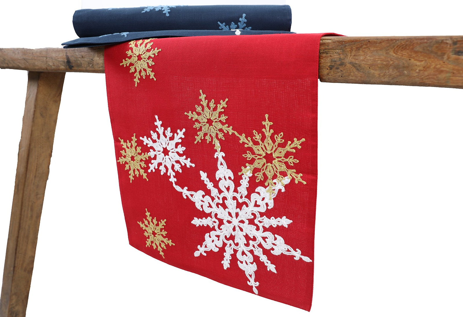 XD19802 Christmas Snowflake Table Runner 16x36 Red