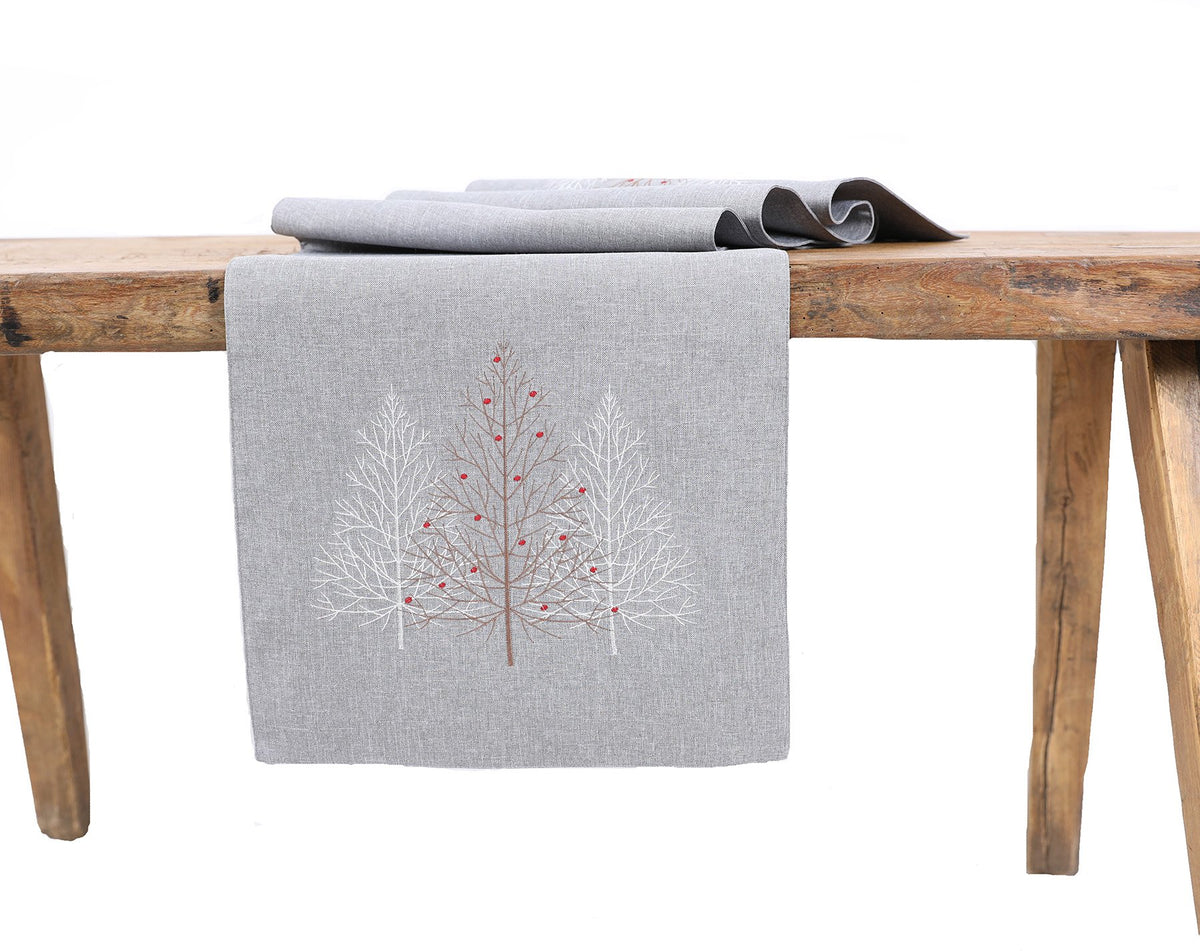XD19803 Christmas Tree Table Runner 16x36 Off White