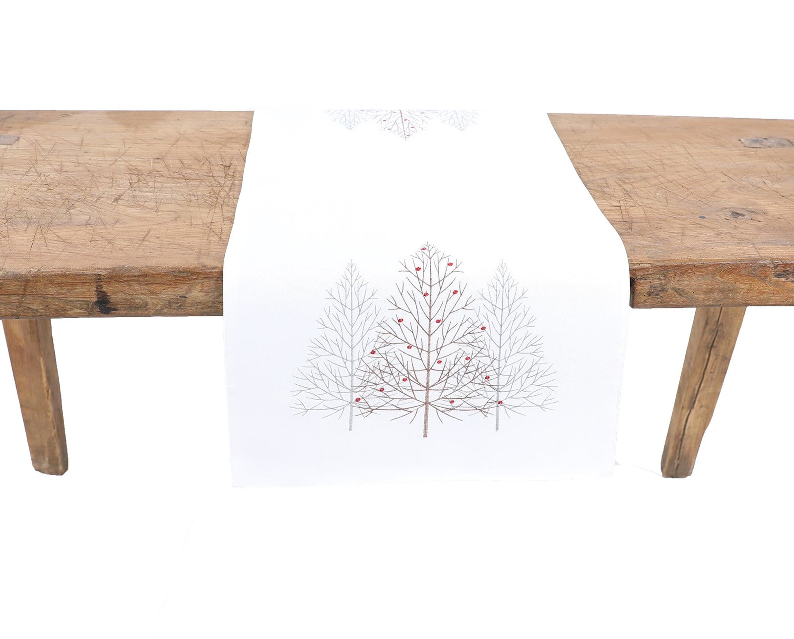 XD19803 Christmas Tree Table Runner 16x36 Off White