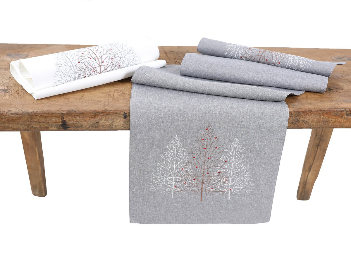 XD19803 Christmas Tree Table Runner 16x36 Off White