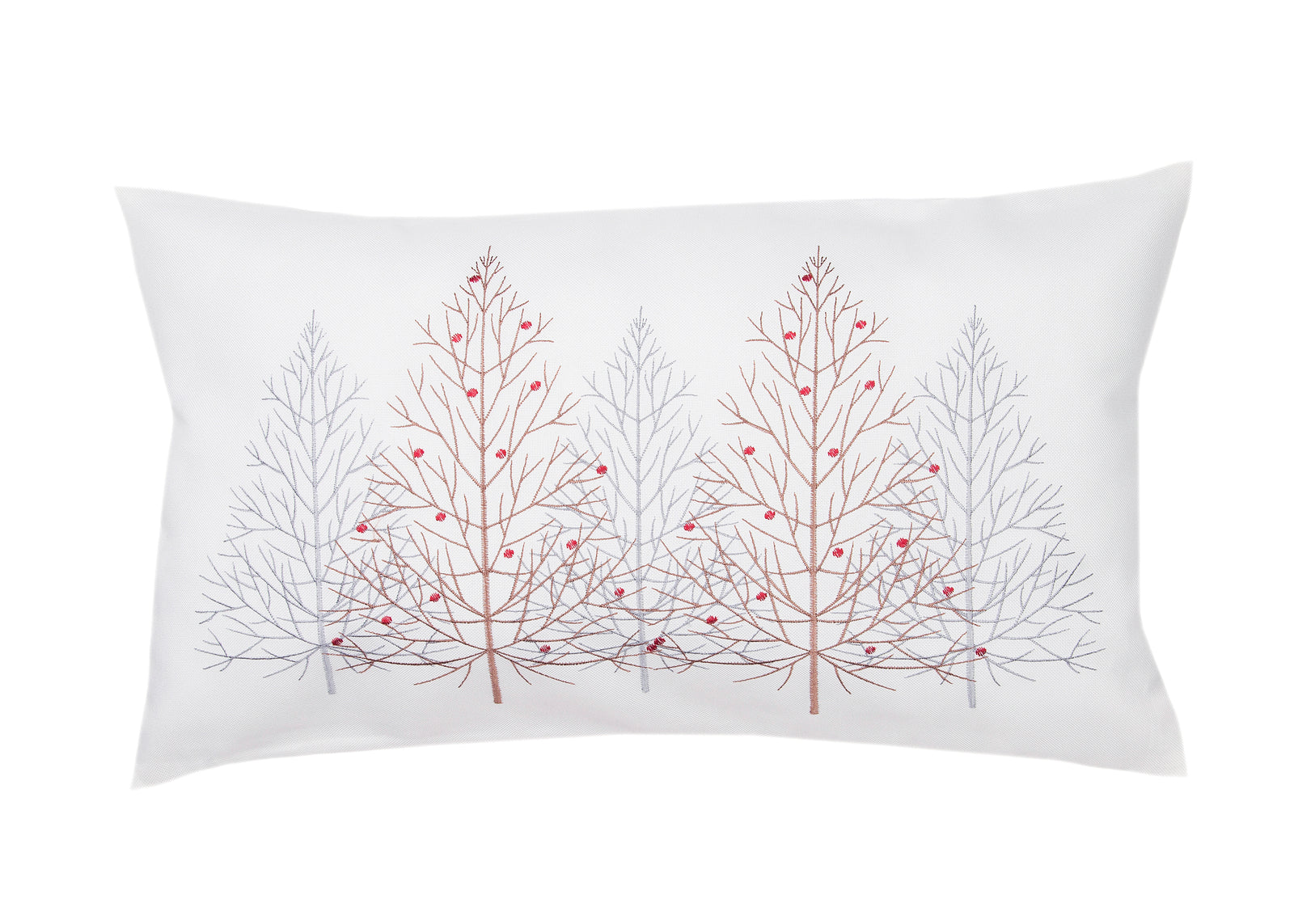 XD19803 Festive Trees Christmas Pillow 12x20 Off White