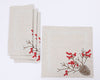XD19811-Christmas Pine Cone Crewel Embroidered Placemats 16 by 16-Inch Square, Set of 4