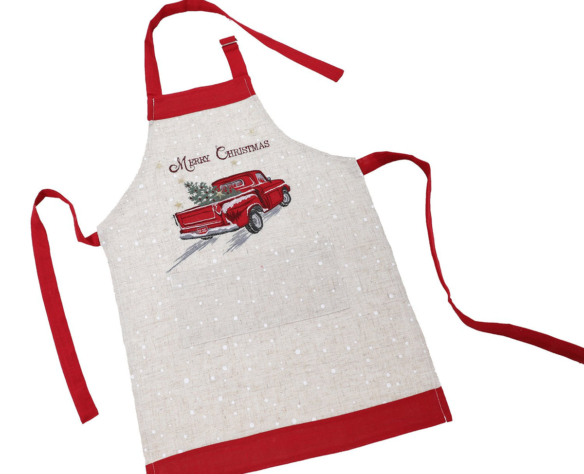 XD19812 Vintage Red Truck Christmas Adult Apron 30x26