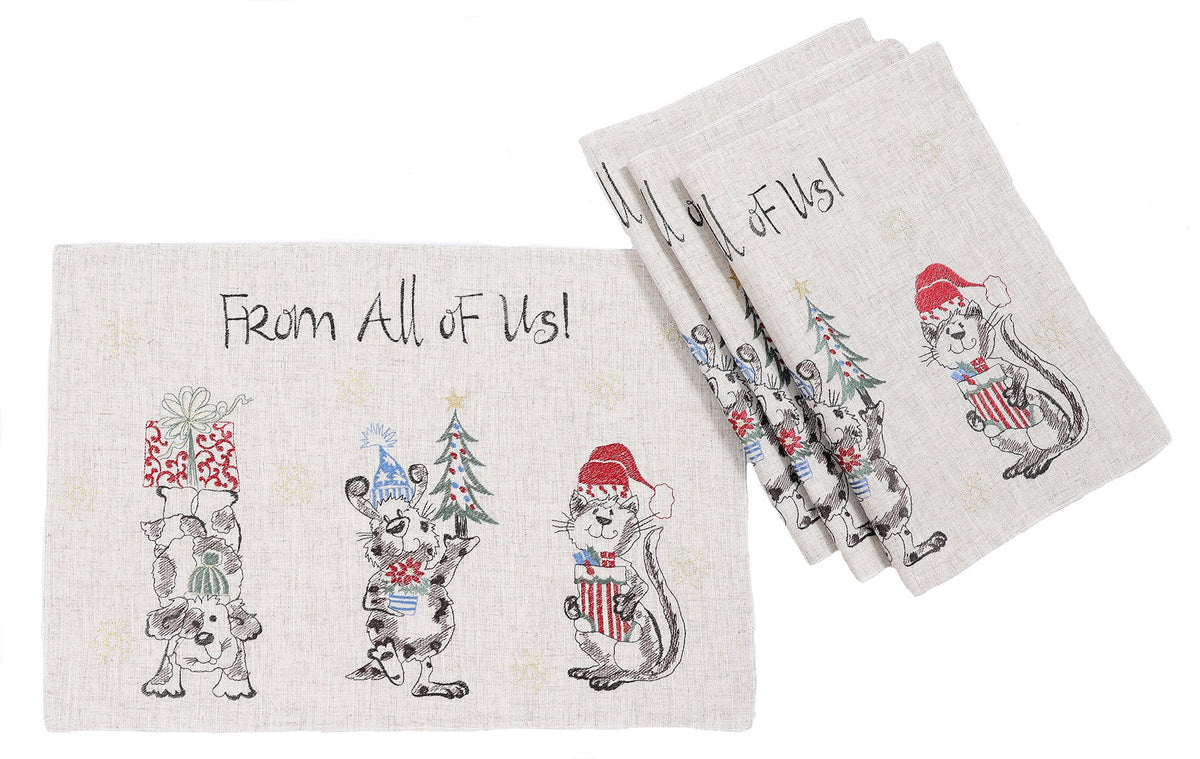XD19813 From All of Us Christmas Placemats Set of 4 14x20 Linen