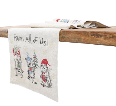XD19813-Animal's Fun Holiday Party Embroidered Table Runner