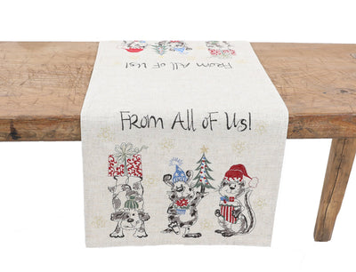 XD19813-Animal's Fun Holiday Party Embroidered Table Runner 16 by 36-Inch