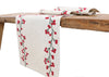 XD19816-Holly Berry Branch Crewel Embroidered Christmas Table Runner 16 by 36-Inch
