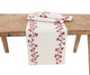 XD19816-Holly Berry Branch Crewel Embroidered Christmas Table Runner 16 by 36-Inch