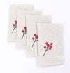 XD19816-Holly Berry Branch Crewel Embroidered Christmas Napkins, 20 by 20-Inch, Set of 4