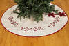 Holly Berry Branch Crewel Embroidered Christmas Treeskirt 56"Round