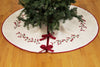 Holly Berry Branch Crewel Embroidered Christmas Treeskirt 56"Round