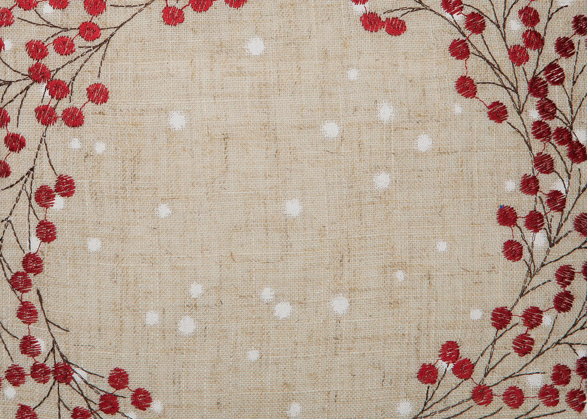 XD19821 Holly Berry Wreath Christmas Pillow 14x14 Linen Blend