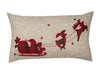Applique Tartan Santa Sleigh With Reindeers Christmas Pillow, 12"x20"