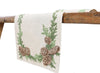 XD19882-Winter Pine Cones & Branches Crewel Embroidered Table Runner