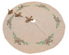 XD19882-Winter Pine Cones & Branches Crewel Embroidered Tree Skirt 56 Inch Round, Jute