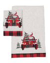 XD19884-Santa Claus Riding On Car Christmas Decorative Towels 14 by 22-Inch, Set of 2