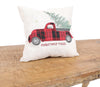 XD19886-Vintage Tartan Truck With Christmas Tree Pillow 14 by 14-Inch