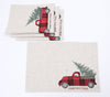 XD19886-Vintage Tartan Truck With Christmas Tree Placemats 14 by 20-Inch, Set of 4
