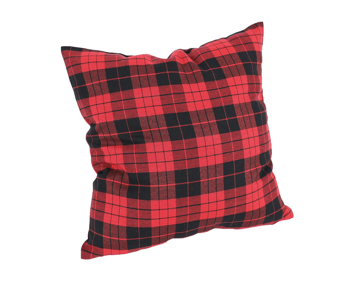 XD19888 Classic Red Tartan Plaid Pillow 14x14 Polyester
