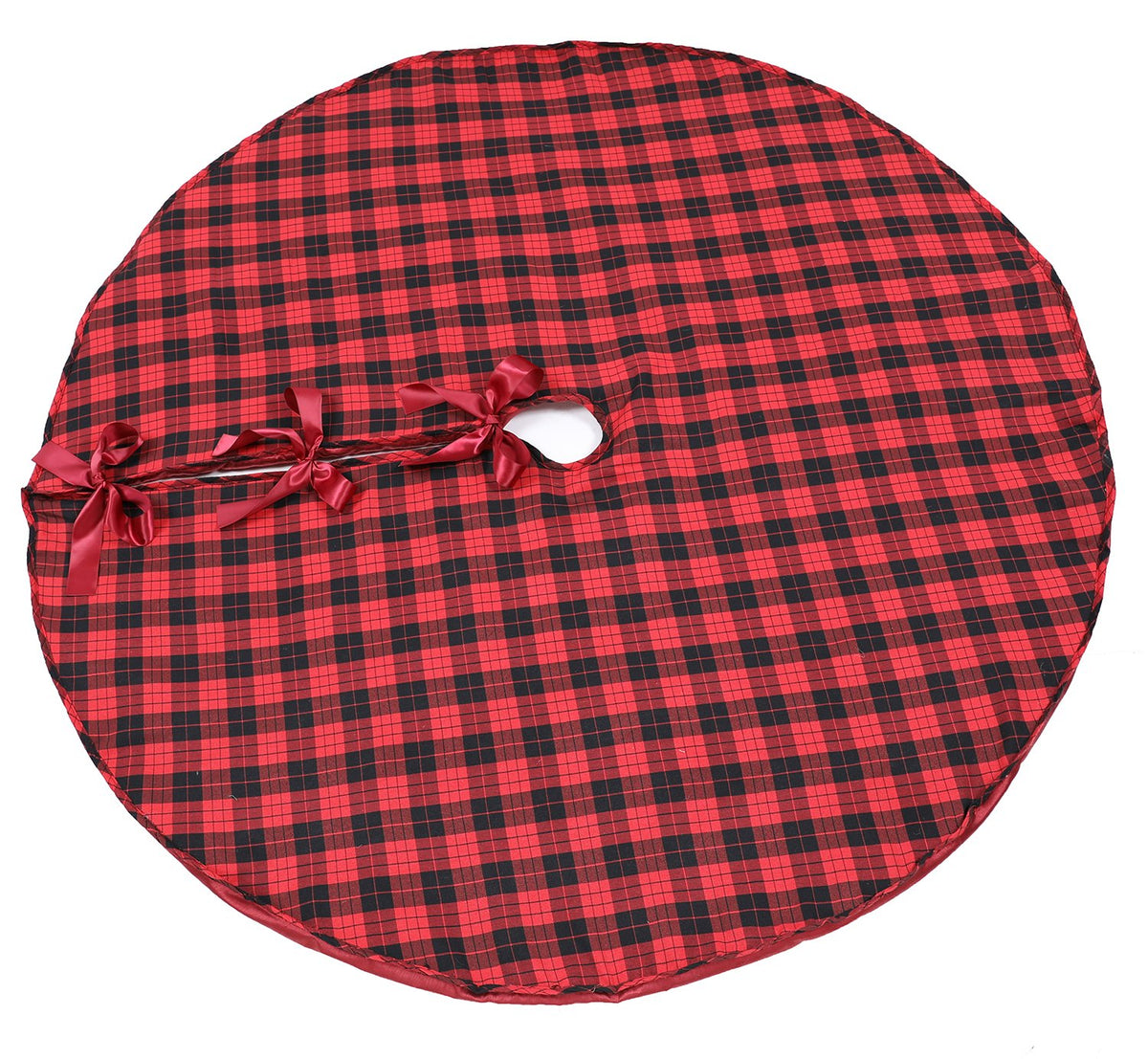 XD19888 Classic Red Tartan Plaid Tree Skirt 56 Round Polyester