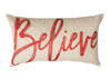 Believe Embroidered Christmas Pillow, 12"x20"