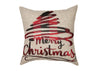 Merry Christmas Embroidered Christmas Pillow, 14"x14"