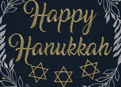 Happy Hanukkah Embroidered Pillow, 14"x14"