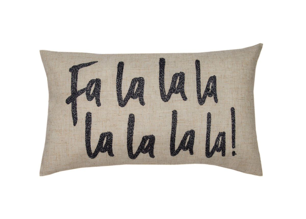Xia Home Fashions Fa La La Embroidered Holiday Lumbar Pillow 12 x 20 Inch